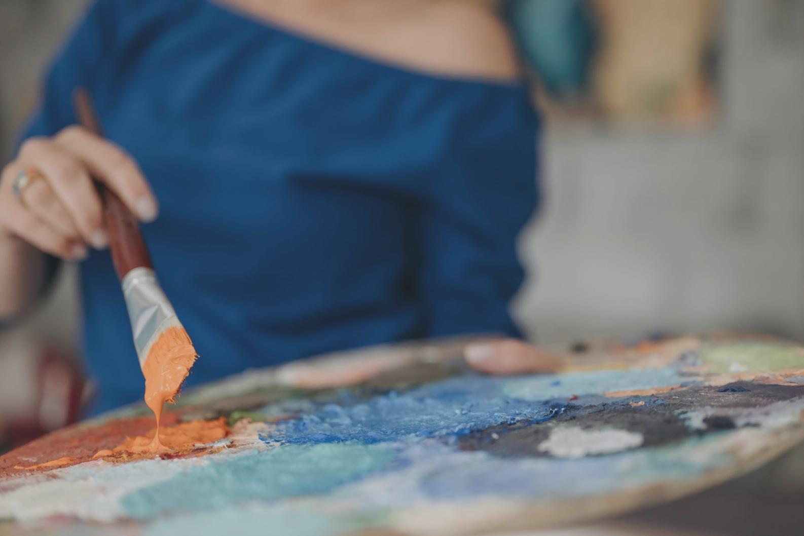 Close-up of digital painting tools on screen
